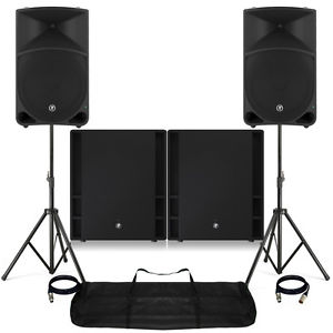 2x Mackie Thump 15" Active Powered DJ PA Speakers 2x 18S Subwoofer Stands 4400W