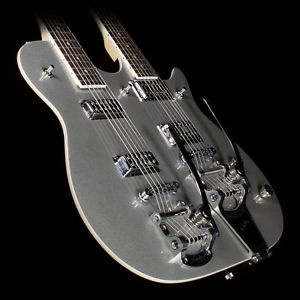 Gretsch G5566 Electromatic Jet Double Neck Baritone Guitar Silver Sparkle
