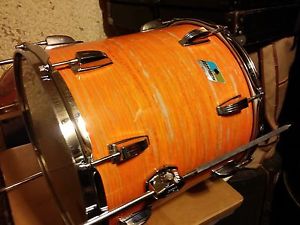 RARE VINTAGE LUDWIG 1969 1970 B/O BADGE 14 X 14 FLOOR TOM MOD ORANGE ORIGINAL