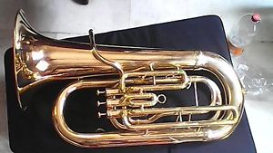 Gold Lacquer Brass E Flat Biggest Tuba Low Pitch Tuba With Free Case & Mouth pc.