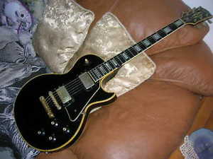 VINTAGE 1969 GIBSON LES PAUL CUSTOM All Original Guitar No Breaks Black/Gold VG+