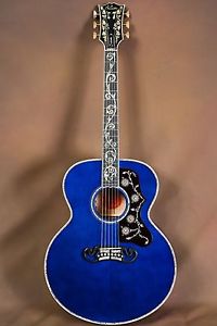2016 Gibson SJ-200 Custom Quilt Vine Viper Blue Acoustic Guitar J-200