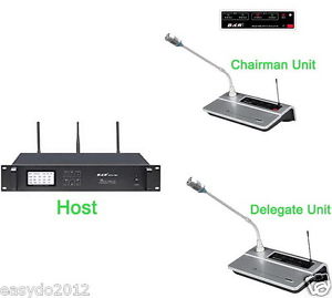 Wireless Digital Gooseneck Mic Microphone System 1 Chairman 1 Delegate WCS-100