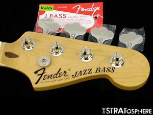 2016 USA Fender Geddy Lee JAZZ BASS NECK & TUNERS J Maple Black Block Inlays
