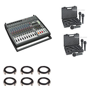 Behringer PMP4000 Mixer W/ 6 XM1800 Microphones and 6 XLR Cables