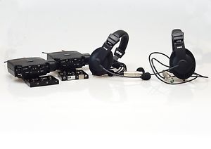 2 Clear-Com BP850 Beltpacks with battery sled and headsets