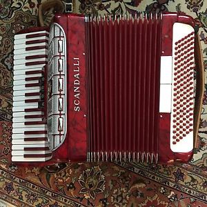 Beautiful red SCANDALLI Silvana III 3 accordion 120 bass Made in Italy.