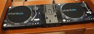 2 STANTON STR8-150 STR-150 DIRECT DRIVE DJ TURNTABLE & MIXER M-207 DJ SETUP