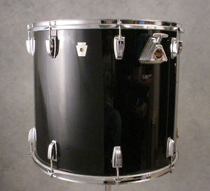 80's LUDWIG 20x18" MOUNTED BLACK TOM DRUM, EXCELLENT, RARE