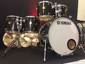 Yamaha Maple Custom Ebony Stain Gold Hardware Drum Kit! 24,16,14,13,12