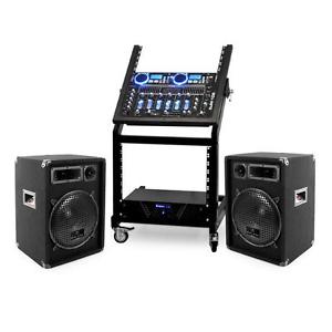 DJ PA RACK LAUTSPRECHER 2 BOX SET KOMPLETT SYSTEM 1200W