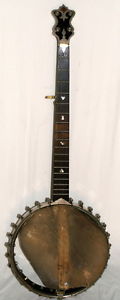 1890's Waldo J. B. SchaIl Imperial Banjo Pearl Nickel Silver Inlay 5 String Rare