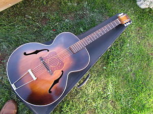 1930's / 40's Vintage ABBOT & VICTOR ARCHTOP GUITAR + Original Case * RARE INLAY