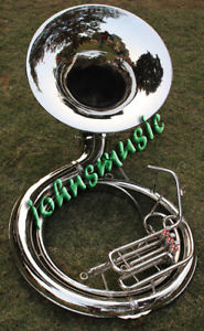CHRISTMAS^OFFER>SOUSAPHONE *24 " VALVE_BIG SOUSAPHONE FAST"W/ CASE BOX CHROME