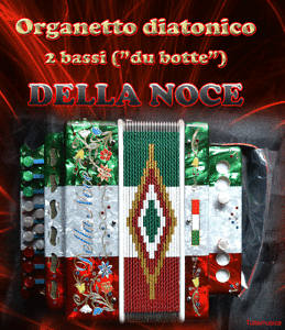 ORGANETTO FISARMONICA DIATONICA ACCORDEON 2 BASSI DELLA NOCE MOD. BANDIERA