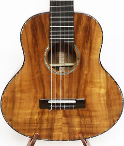 3A Curly Hawaiian Koa Baritone Guitarlele Sweet Sound, Flannel Hard Case, MGU05*