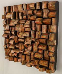 Wood Art Sound Diffuser “Embers” 24″ x 24″ x 5″ - free shipping