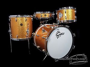 1960s GRETSCH BOP JAZZ : 18 Bass Drum : GOLD Sparkle Round Badge Kit Vintage