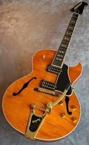 Gibson Memphis ES-195 Figured Brown w/hard case F/S Guitar from Japan #E912