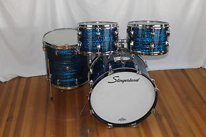 1966 Slingerland  Blue Agate Pearl  "Modern Solo Outfit" 3 Ply w/rerings.