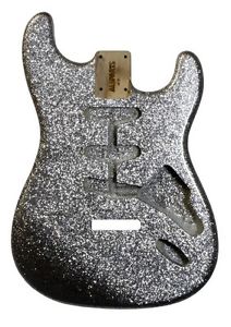 Electric Guitar Body Replacement Silver Sparkle Finish Stratocaster FREE SHIPPNG