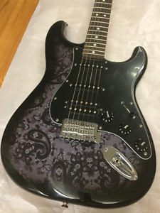 Fender Mexico Std Stratocaster HSS Black Paisley Electric Guitar Free Shipping