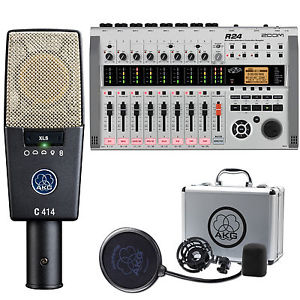 Zoom R24 Studio Interface with AKG C414 XLS Multi-Pattern Recording Microphone