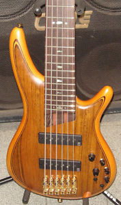 IBANEZ SR1206 VNF 6 STRING ELECTRIC BASS VINTAGE NATURAL FLAT AND GIGBAG