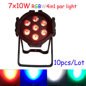 10pcs Flat par 7x10W RGBW 4in1 LED PAR Light mini par lights