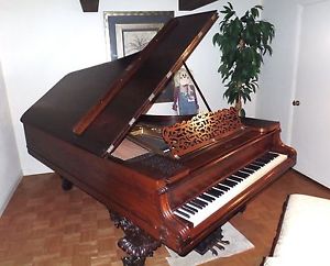 RARE KNABE 7' GRAND PIANO - SOLID ROSEWOOD COMPLETELY RESTORED 1875 W/ BENCH