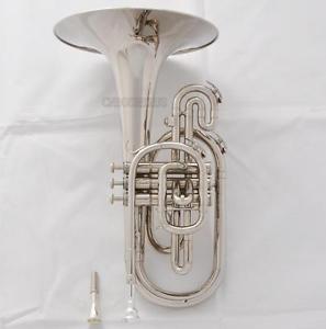 Professional Brand new Mellophone F Keys Silver Nickel horn 2-Mouthpiece