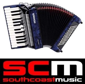 NEW HOHNER BRAVO 2 II 48 BASS PIANO ACCORDION BLUE FINISH WITH CASE & STRAPS