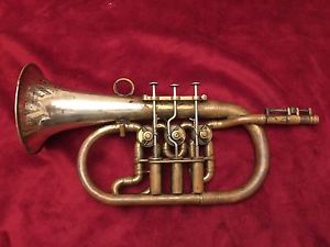 Isaac Fiske Eb pushrod top actuated rotary valve cornet circa 1868