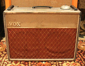 Vintage 1962 Vox AC30 Beige Fawn Tolex 2x12 Blues Valve Amplifier Combo w/ Pedal