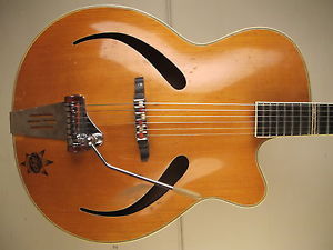 ♫ RARE BLONDE ARNOLD HOYER SOLIST,massive Decke. Archtop, vintage Jazzgitarre