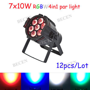 12pcs 7x10W LED PAR Light 70W DMX512 RGBW 4in1 QUED LED PAR64 for dj lighting