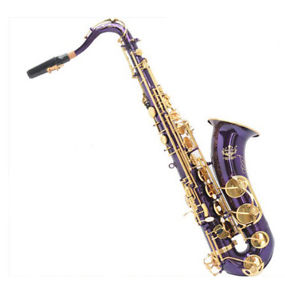 Purple Professional High-Grade Carving U-Shape B Flat Brass Tenor Saxophone #