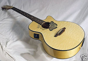 Beautiful Quilt Spruce Top Luna Buttterfly Inlaid Koa Awesome looks Great Sound