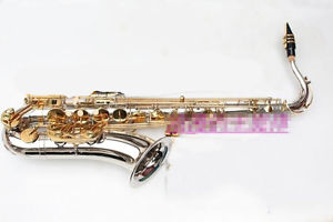 Silver Plated Professional High-Grade U-Shape B Flat Brass Tenor Saxophone #