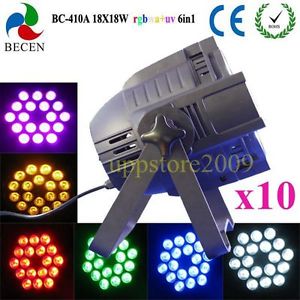 10pcs Professional LED PAR64 6in1 rgbwa uv 18x18w led par light tri led dj light