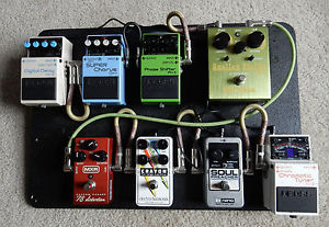 SET OF 8 GUITAR PEDALS HARD FASTENED TO PEDAL BOARD / BOSS / MXR / EH / PICKLE