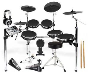 BATTERIA ELECTRONICA PADS TAMBOR MESH PADS PLATILLOS GOMA RACK MODULO SONIDO SET