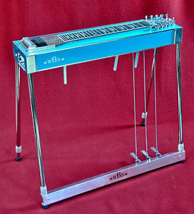 Very cool WBS Pedal Steel Guitar; Turqoise;  3 Pedals, 4 Levers; w/Flightcase!!!