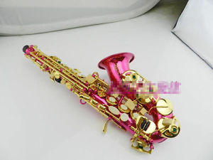 Pink Professional High-Grade Carving U-Shape B Flat Brass Soprano Saxophone #