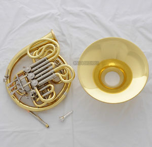 Concert Professional Double 3+1 Valves French Horn Gold F/Bb Keys With Case