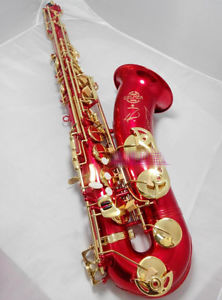 Red Paint Carving Professional High-Grade U-Shape B Flat Brass Tenor Saxophone #