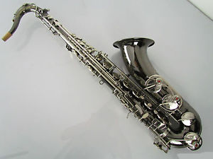 Black Nickel Plated Carving Professional U-Shape B Flat Brass Tenor Saxophone #