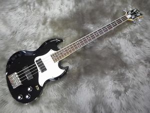 ESP VP-B Black Mehogayn Body SG Type Used Electric Bass Guitar W Soft Case Japan