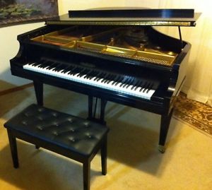 Chickering & Sons Grand Piano 5'7" Ebony All Original w/ New Bench c.1979 USA