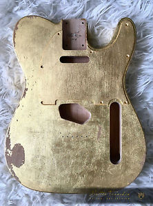 Fender Telecaster Custom GOLD LEAF style guitar body, aged nitro vintage relic